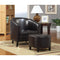 Well-Finished Accent Chair With Ottoman, Dark Brown-Living Room Furniture Sets-Dark Brown-VINYL-JadeMoghul Inc.