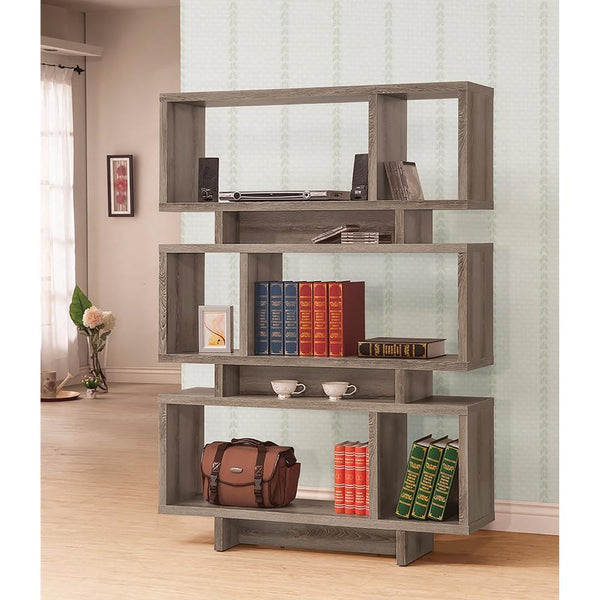 Well-made Contemporary Open Bookcase, Gray-Book Cases-Gray-Wood-JadeMoghul Inc.