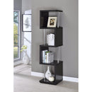Well-made Four Tier Wood And Metal Bookcase, Black-Book Cases-Black-Wood and Metal-JadeMoghul Inc.