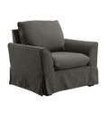 Welting Trim Fabric Upholstered Chair With Flared Arms In Gray-Living Room Furniture-Gray-Wood and Fabric-JadeMoghul Inc.