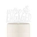 We're So Engaged Acrylic Cake Topper - White (Pack of 1)-Wedding Cake Toppers-JadeMoghul Inc.