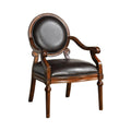 West Point Traditional Accent Chair, Tobacco Oak-Armchairs and Accent Chairs-Tobacco Oak-Leatherette Solid Wood & Others-JadeMoghul Inc.