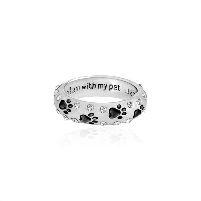 when I am with my pet,,,I am complete Animal Pet Ring Dog paw footprints Simple Jewelry Ring For Dog parent Free Shipping-10-black-JadeMoghul Inc.