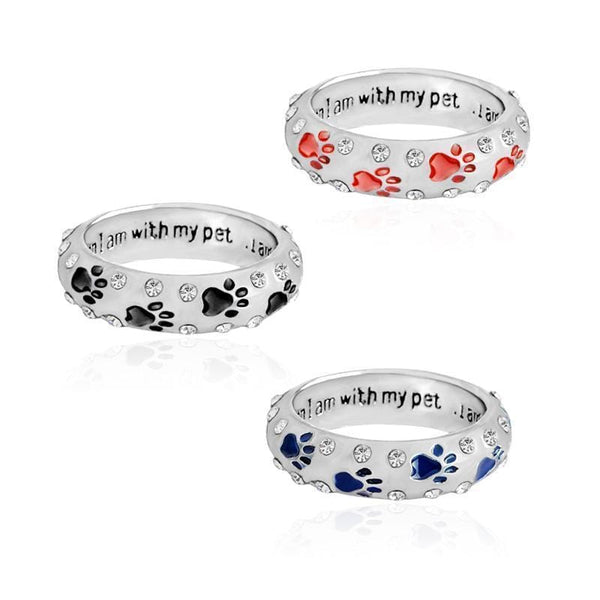 when I am with my pet,,,I am complete Animal Pet Ring Dog paw footprints Simple Jewelry Ring For Dog parent Free Shipping-10-black-JadeMoghul Inc.