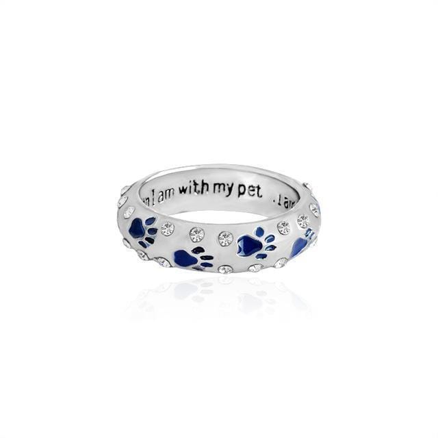 when I am with my pet,,,I am complete Animal Pet Ring Dog paw footprints Simple Jewelry Ring For Dog parent Free Shipping-10-blue-JadeMoghul Inc.