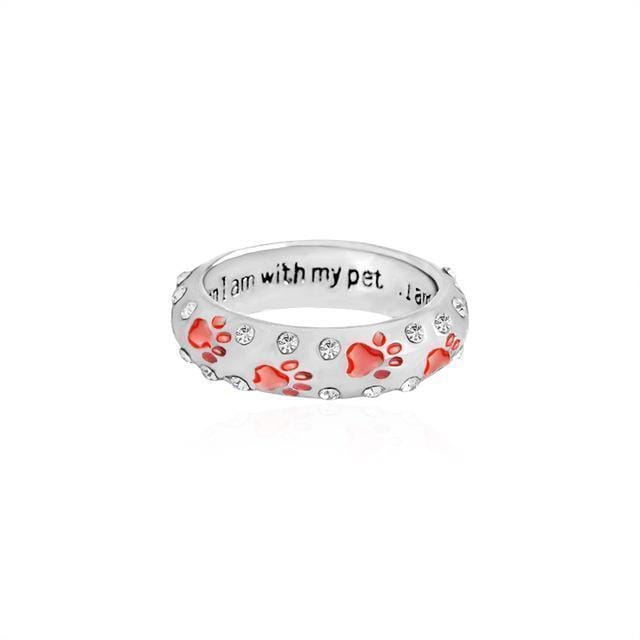 when I am with my pet,,,I am complete Animal Pet Ring Dog paw footprints Simple Jewelry Ring For Dog parent Free Shipping-10-red-JadeMoghul Inc.