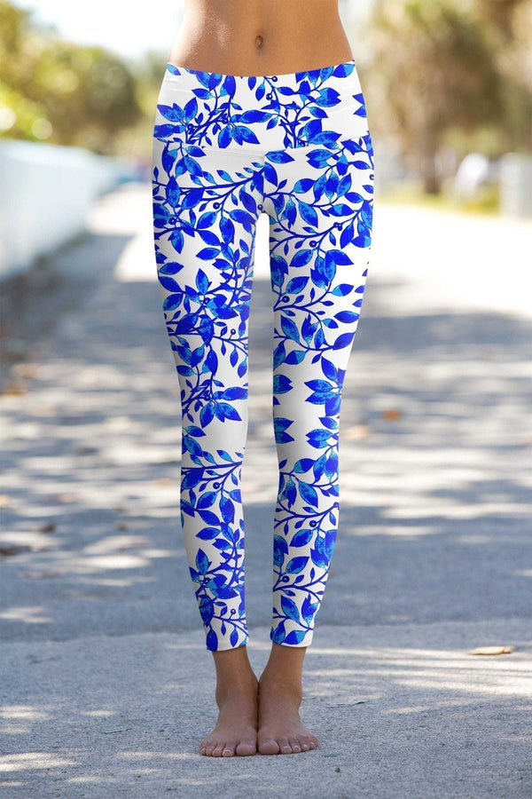 Whimsy Lucy Printed Performance Leggings - Women-Whimsy-XS-White/Blue-JadeMoghul Inc.