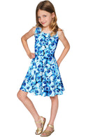 Whisper Mia Cute Blue Floral Fit & Flare Dress - Girls-Whisper-18M/2-Blue-JadeMoghul Inc.