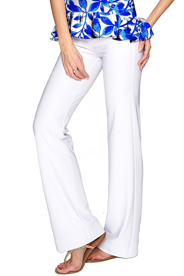 White Amelia Summer Stretch Pull-On Palazzo Pant - Women-Solid-XS-White-JadeMoghul Inc.