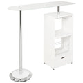 White Bar Table with functional Storage-Coffee Tables-White and Chrome-Metal-JadeMoghul Inc.