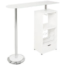 White Bar Table with functional Storage-Coffee Tables-White and Chrome-Metal-JadeMoghul Inc.