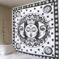 White Black Sun Moon Mandala Tapestry Wall Hanging Celestial Wall Tapestry Hippie Wall Carpets Dorm Decor Psychedelic Tapestry AExp
