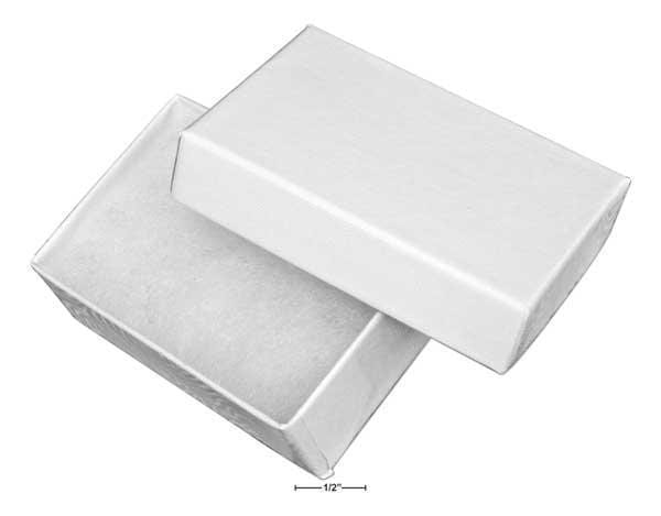 White Cotton Filled Gift Box 2 1-2" X 1 5-8" X 7-8"-Silver Displays And Supplies-JadeMoghul Inc.