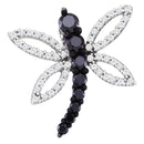 White Gold Black Enhanced Diamond Dragonfly Pendant - FREE Shipping (US/CA)-Gold & Diamond Pendants & Necklaces-JadeMoghul Inc.