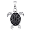 White Gold Black Enhanced Diamond Turtle Pendant - FREE Shipping (US/CA)-Gold & Diamond Pendants & Necklaces-JadeMoghul Inc.