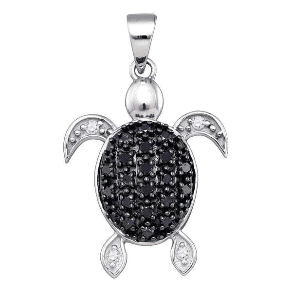 White Gold Black Enhanced Diamond Turtle Pendant - FREE Shipping (US/CA)-Gold & Diamond Pendants & Necklaces-JadeMoghul Inc.