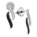 White Gold Black Enhanced Diamond Women's Stud Earrings - FREE Shipping (US/CA)-Gold & Diamond Earrings-JadeMoghul Inc.