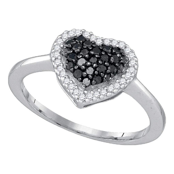 White Gold Enhanced Diamond Women's Love Heart Ring - FREE Shipping (US/CA)-Gold & Diamond Heart Rings-5-JadeMoghul Inc.