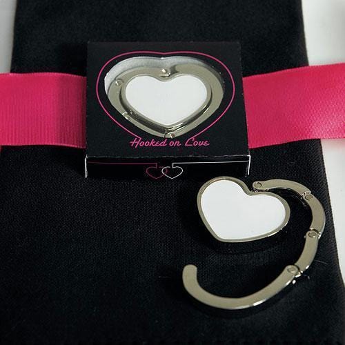 White Heart Shaped Purse Hook (Pack of 1)-Popular Wedding Favors-JadeMoghul Inc.
