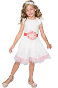 White Lace Fit & Flare Party Dress - Girls-Not Printed-2-White-JadeMoghul Inc.