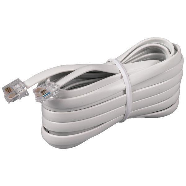 White Phone Line Cord (15ft)-Phone Cords and Accessories-JadeMoghul Inc.