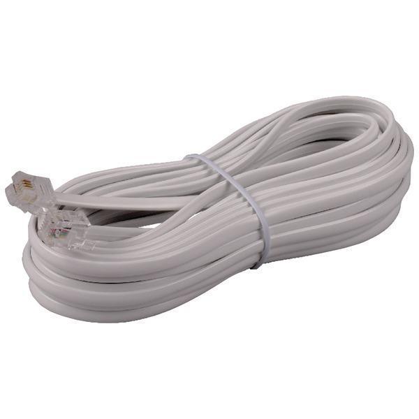 White Phone Line Cord (25ft)-Phone Cords and Accessories-JadeMoghul Inc.