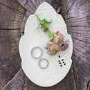 White Porcelain Leaf Ring Plate (Pack of 1)-Wedding Ceremony Accessories-JadeMoghul Inc.