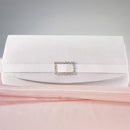 White Satin Crystal Buckle Evening Bag (Pack of 1)-Personalized Gifts for Women-JadeMoghul Inc.