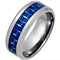 Tungsten Rings For Men White Tungsten Carbide Ring With Blue Carbon Fiber