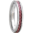 Tungsten Rings For Men White Tungsten Carbide Ring With Pink Carbon Fiber