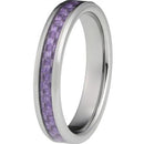 Tungsten Rings For Men White Tungsten Carbide Ring With Purple Carbon Fiber