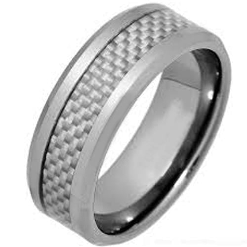 Tungsten Rings For Men White Tungsten Carbide Ring With White Carbon Fiber