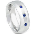 Tungsten Rings For Men White Tungsten Carbide Dome Ring With Created Blue Sapphire