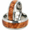 Wooden Wedding Rings White Tungsten Carbide Dome Ring With Koa Wood