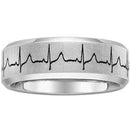 Tungsten Rings For Men White Tungsten Carbide Heartbeat Ring