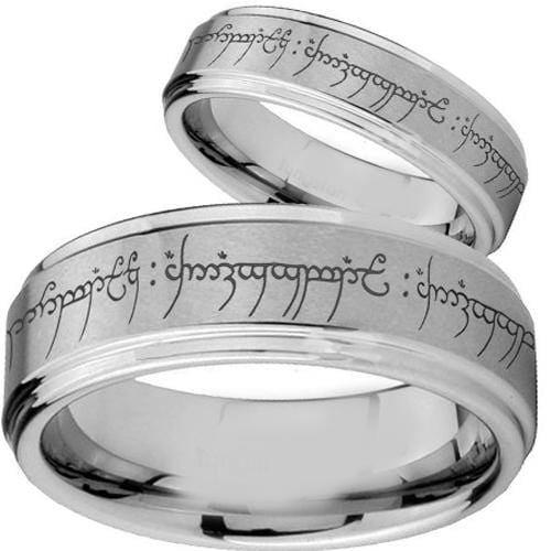 Tungsten Rings For Women White Tungsten Carbide Lord of the ring Step Ring