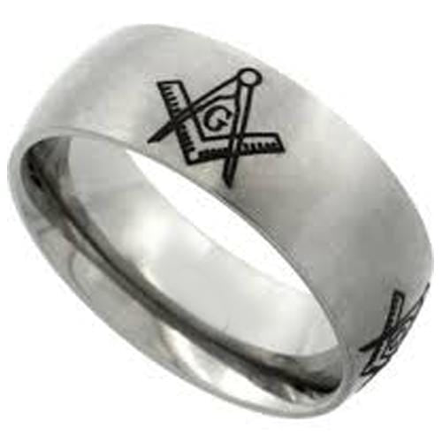Tungsten Wedding Ring White Tungsten Carbide Masonic Dome Court Ring