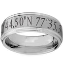 Tungsten Rings For Men White Tungsten Carbide Step Edges Coordinate Ring