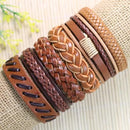 Wholesale 6pcs/lot Handmade ethnic tribal genuine wrap charming male pulsera black braided leather bracelets bangles S136-S15-JadeMoghul Inc.