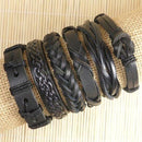 Wholesale 6pcs/lot Handmade ethnic tribal genuine wrap charming male pulsera black braided leather bracelets bangles S136-S30-JadeMoghul Inc.