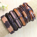 Wholesale 6pcs/lot Handmade ethnic tribal genuine wrap charming male pulsera black braided leather bracelets bangles S136-S6-JadeMoghul Inc.