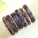 Wholesale 6pcs/lot Handmade ethnic tribal genuine wrap charming male pulsera black braided leather bracelets bangles S136-S76-JadeMoghul Inc.