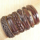 Wholesale 6pcs/lot Handmade ethnic tribal genuine wrap charming male pulsera black braided leather bracelets bangles S136-S86-JadeMoghul Inc.
