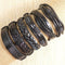 Wholesale 6pcs/lot Handmade ethnic tribal genuine wrap charming male pulsera black braided leather bracelets bangles S136-S89-JadeMoghul Inc.
