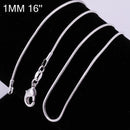 Wholesale retail 16 18 20 22 24 inch bulk c008 fashion silver Colour 1MM snake chain accessory jewelry findings stamp 925-16inchs 40cm-JadeMoghul Inc.