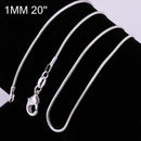 Wholesale retail 16 18 20 22 24 inch bulk c008 fashion silver Colour 1MM snake chain accessory jewelry findings stamp 925-20inchs 50cm-JadeMoghul Inc.