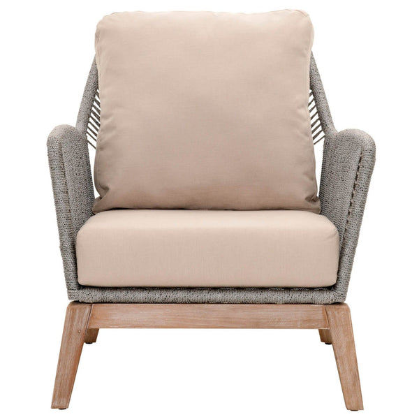 Wicker Loom Club Chair, Light Gray-Armchairs and Accent Chairs-Gray-Wood Aluminum and Wicker-JadeMoghul Inc.