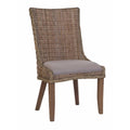 Wicker Woven Wooden Dining Chair, Brown And Gray, Set of 2-Dining Chairs-Brown And Gray-Wicker-Grey Wash-JadeMoghul Inc.