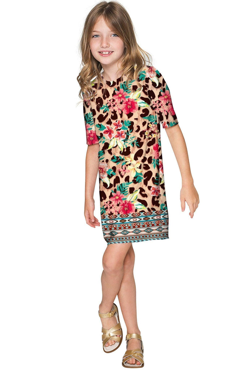 Wild & Free Grace Leopard Print Fall Chic Shift Dress - Girls-Wild & Free-18M/2-Beige/Brown-JadeMoghul Inc.