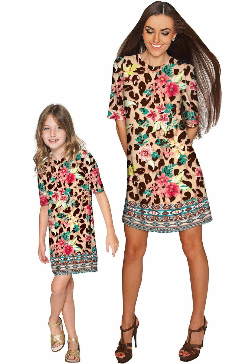 Wild & Free Grace Shift Floral Mother and Daughter Dresses-Wild & Free-18M/2-Beige/Brown-JadeMoghul Inc.